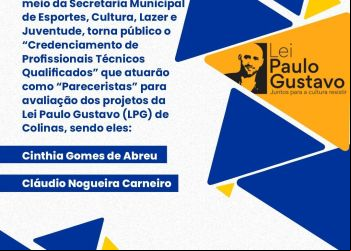Prefeitura de Colinas do Tocantins abre credenciamento para Pareceristas da Lei Paulo Gustavo