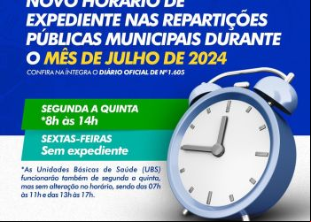Colinas do Tocantins: Novo Horário de Expediente nas Repartições Públicas Municipais Durante o Mês de Julho de 2024