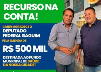 Cariri do Tocantins recebe R$ 500 mil para fortalecer a saúde pública
